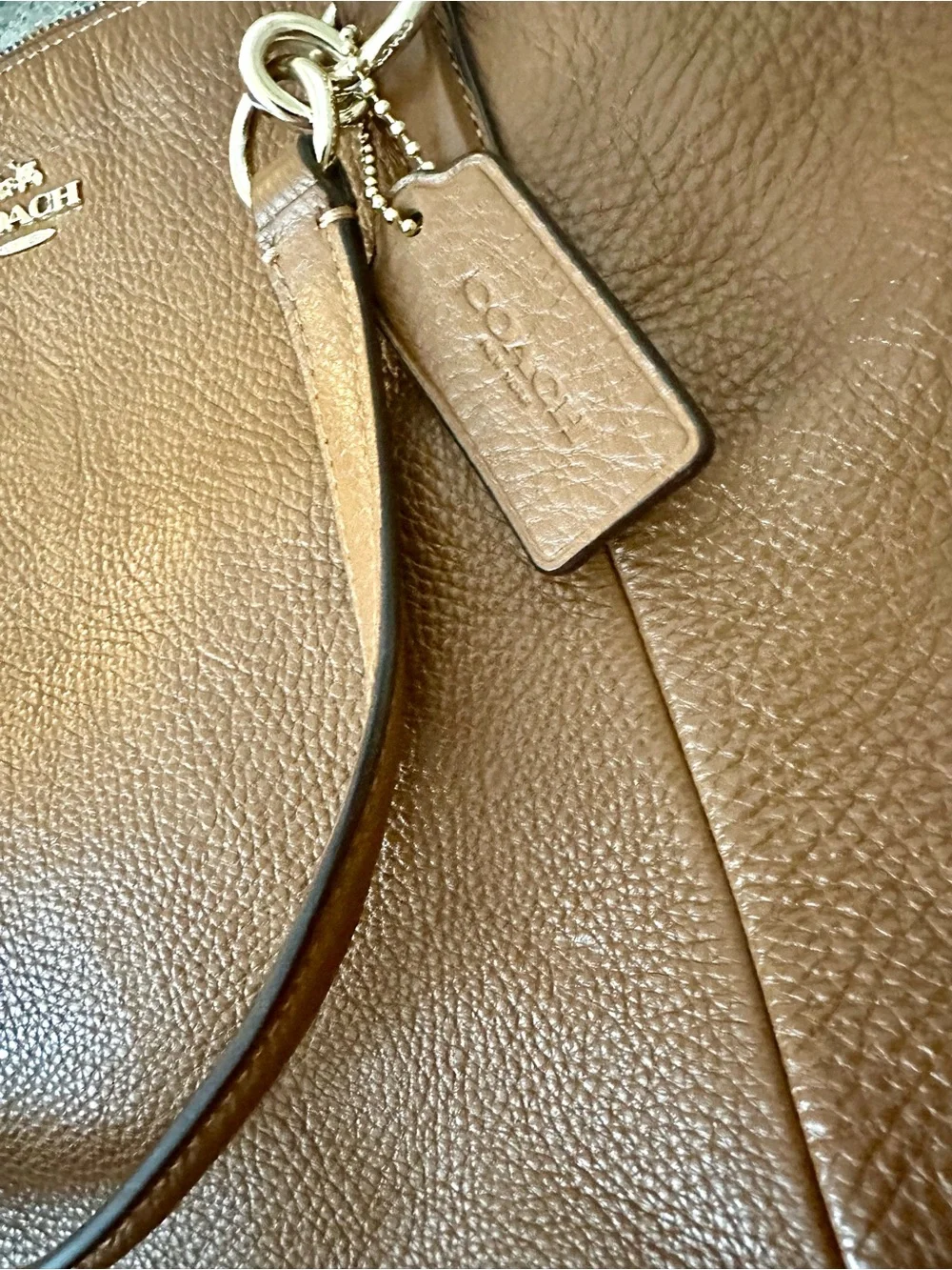 Coach Large Kelsey Satchel in Saddle Brown Pebbled Leather Optional Crossbody
